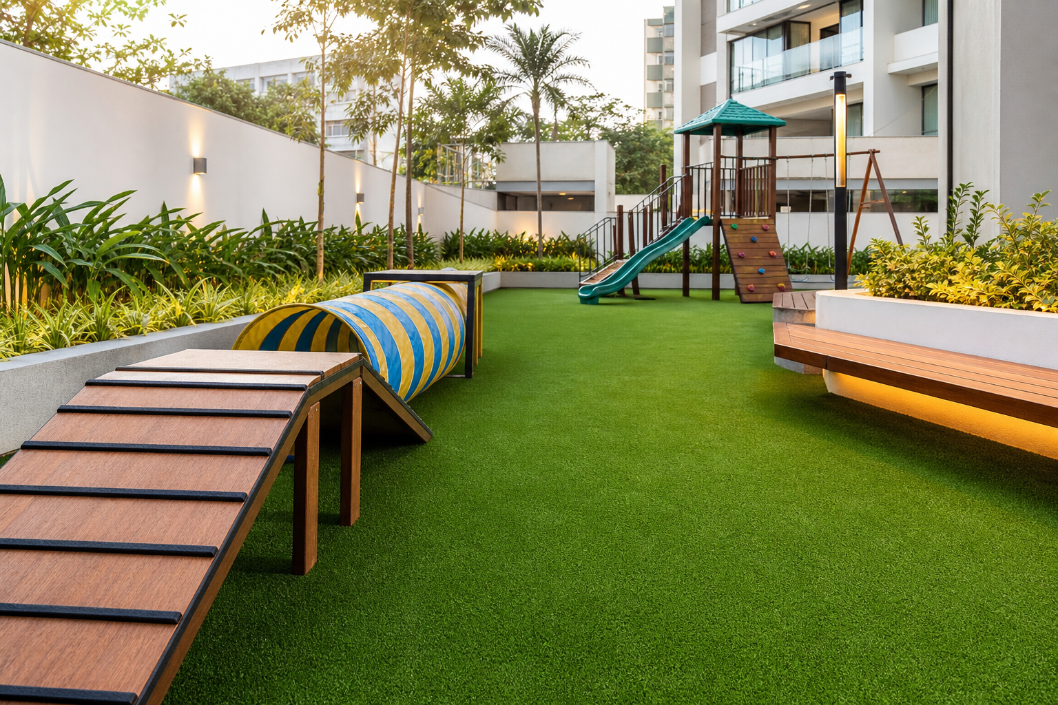Grama sintética para playground e pet place